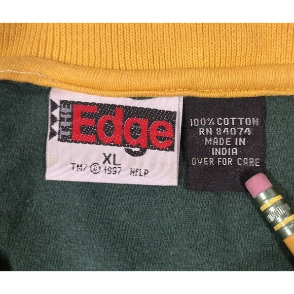 Vintage 90s Greenbay Packers The Edge Polo 1997 Green‎ with Yellow collar. - Picture 2 of 4